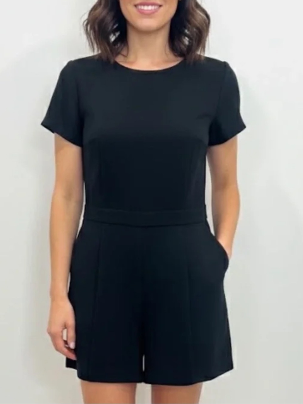 Banana Republic Black Short-Sleeve Romper